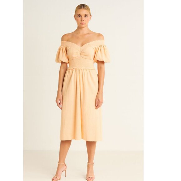 A.L.C. Adena Off Shoulder Midi Dress 10 Orange NWT - Picture 1 of 13